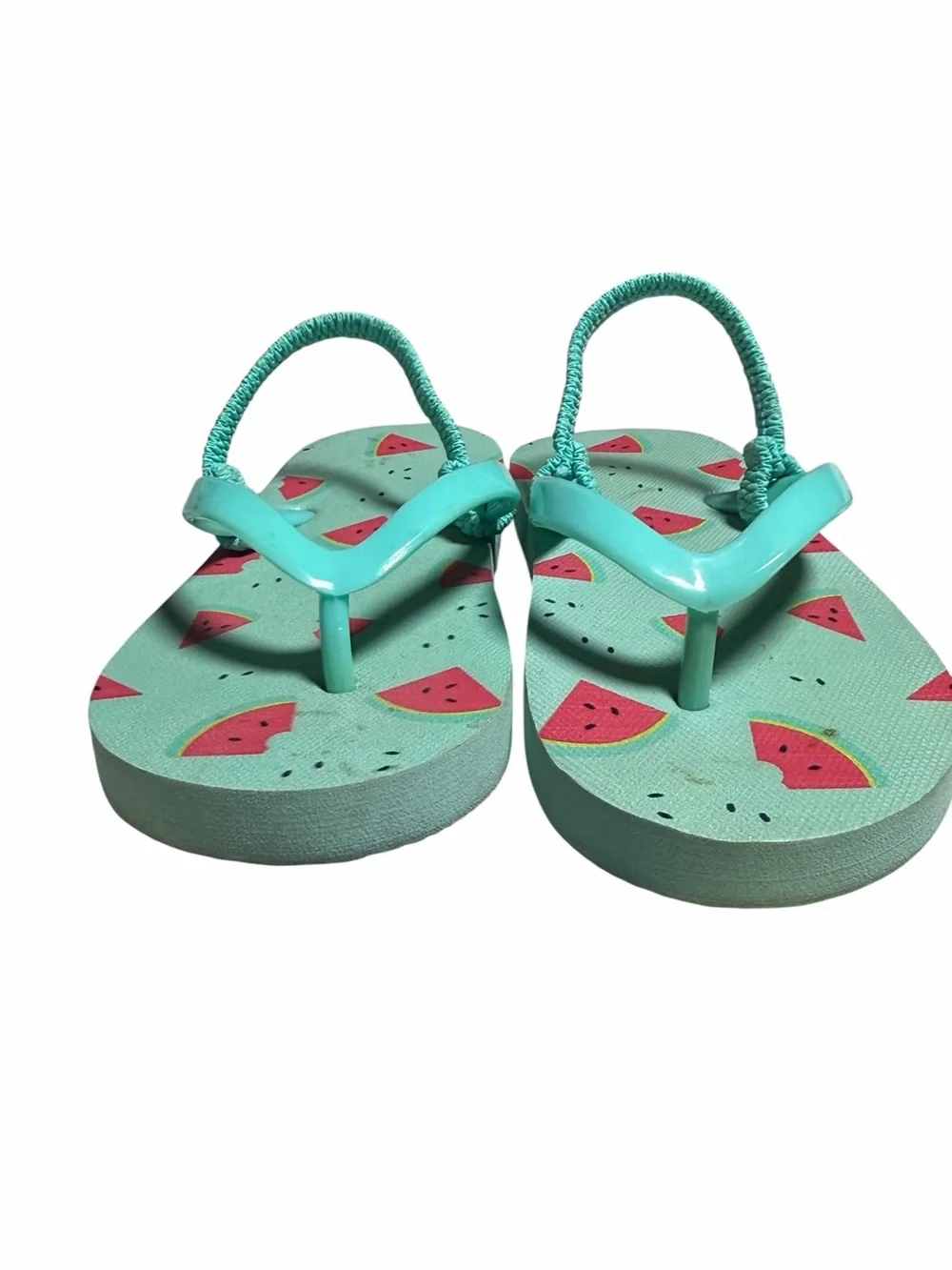 Cat & Jack Teal Watermelon Print Slingback Flip Flops Size 11/12